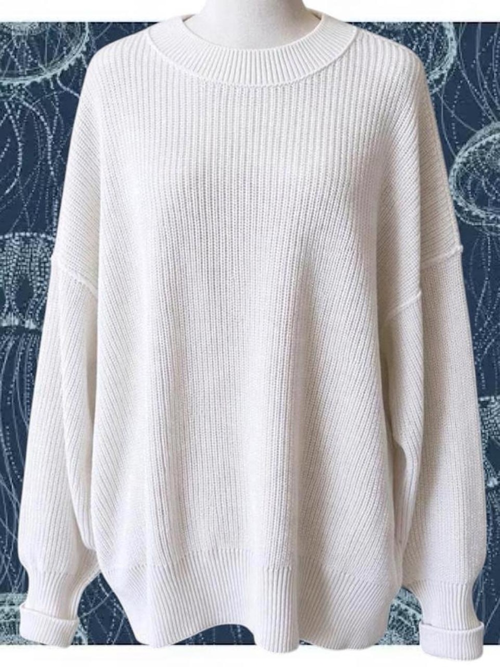 Aerie White Oversized Ribbed Cotton Sweater NWT M/L - Picture 2 of 9